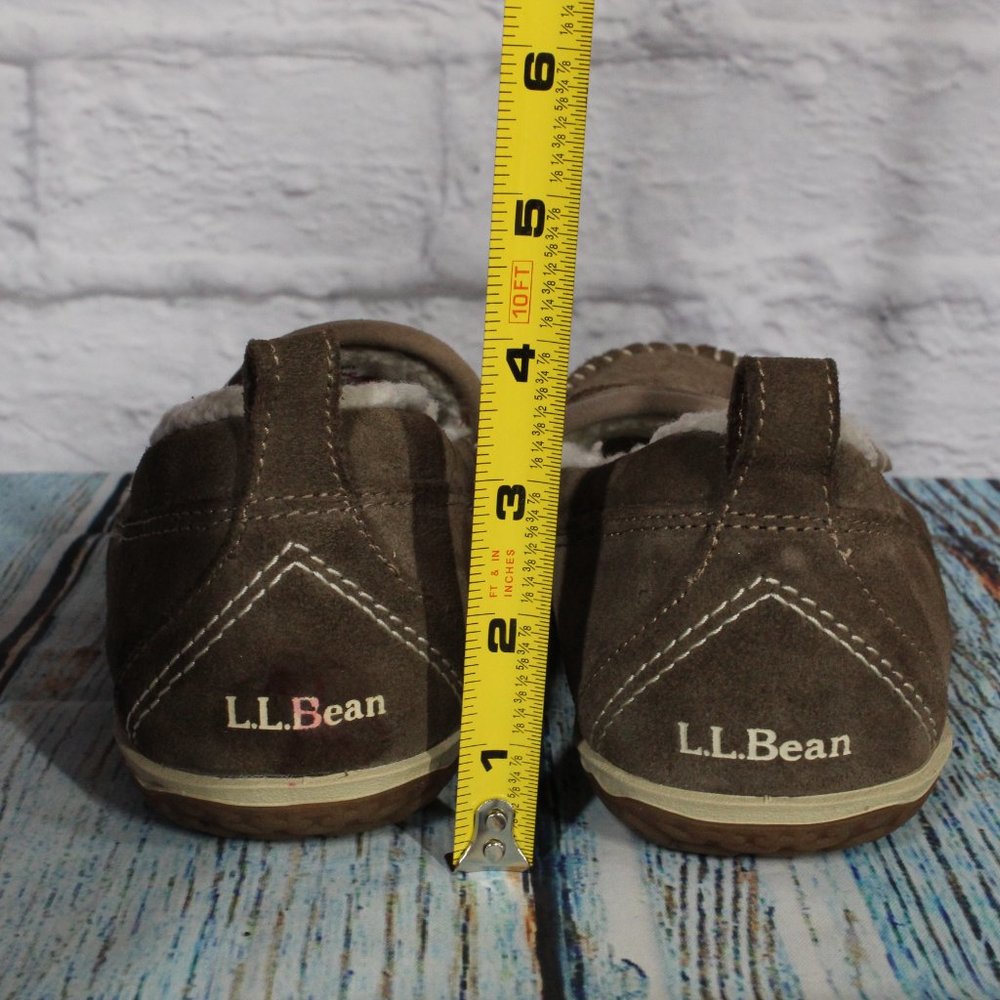 LL Bean Dark Cement Moccasin Mountain Suede Slippers Size 8 M - Picture 8 of 10